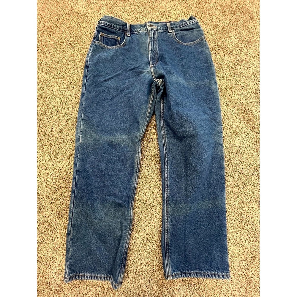 Carhartt Workwear Jeans Mens 38x30 Blue Flannel Lined Relaxed Fit Straight Leg